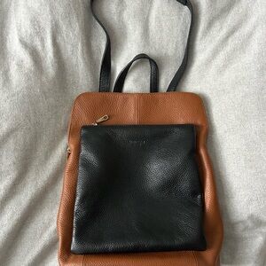 Uniqa Firenze Pebbled Two-Tone Leather Crossbody and Backpack